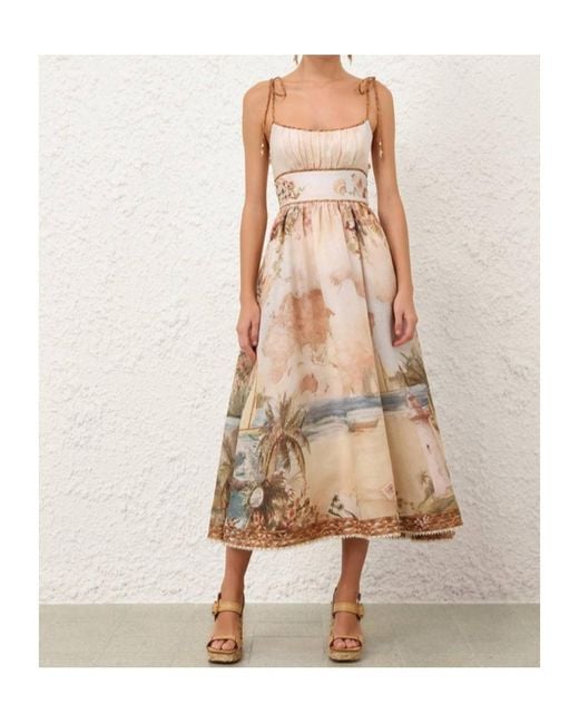 Zimmermann Natural Mahon Printed Midi Dress