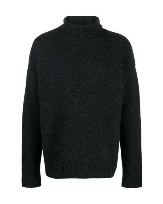 AMI Black Ami De Coeur High Neck Knitted Jumper for men