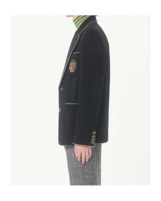 Valentino Black Logo Patch Single-Breasted Jacket for men