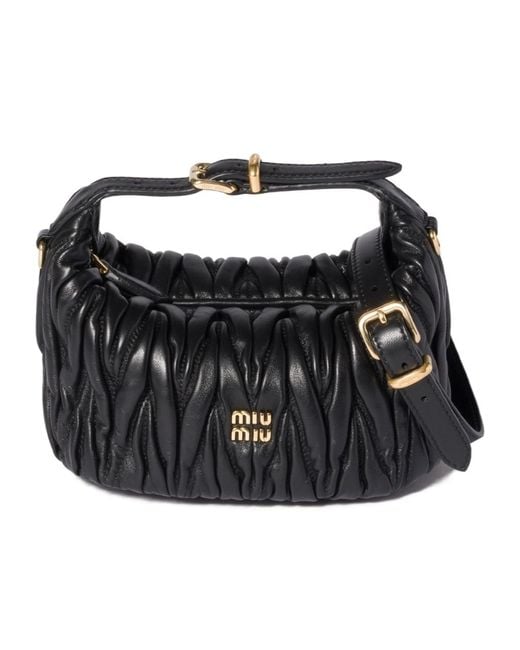 Miu Miu Black Pochette En Cuir Nappa Matelassé