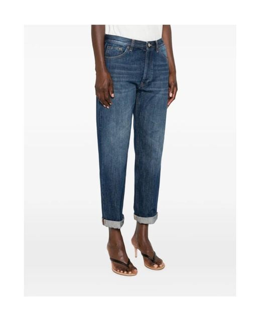 Dondup Blue Faded-Effect Turn-Up Jeans