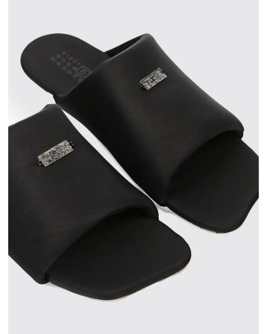 MM6 by Maison Margiela Black Logo-Plaque Sandals for men