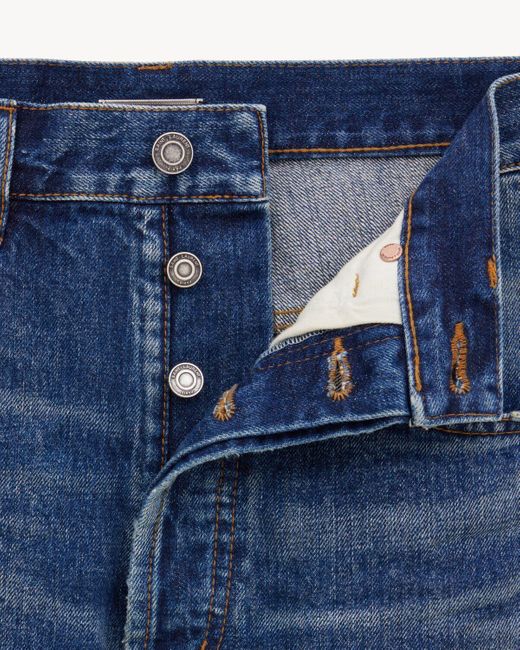 Saint Laurent Blue High-Rise Straight Leg Jeans for men