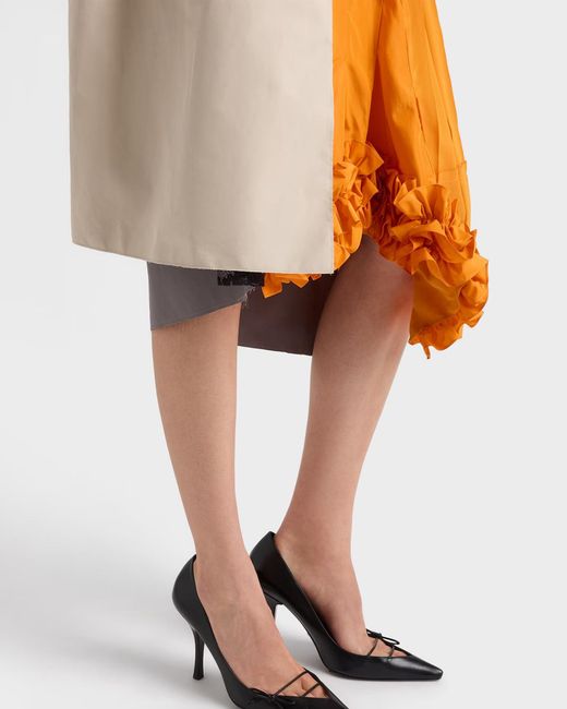 Prada Orange Floral Lace Detailed Midi Skirt