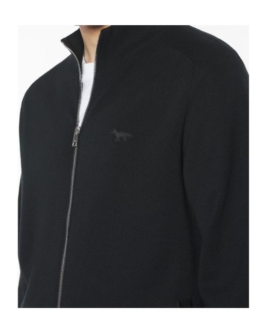 Maison Kitsuné Black Maison Kitsuné Zip-Up Knitted Cardigan for men
