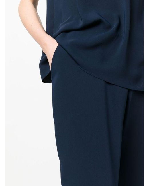 P.A.R.O.S.H. Blue Elasticated-Waist Straight Trousers