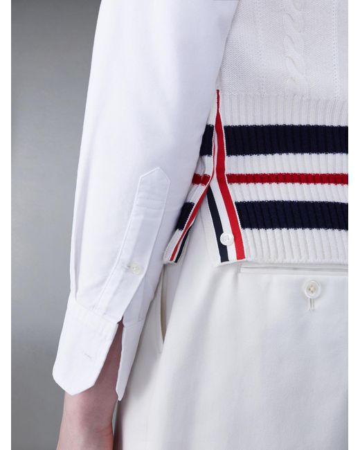 Thom Browne White Rwb-Stripe Cashmere Top