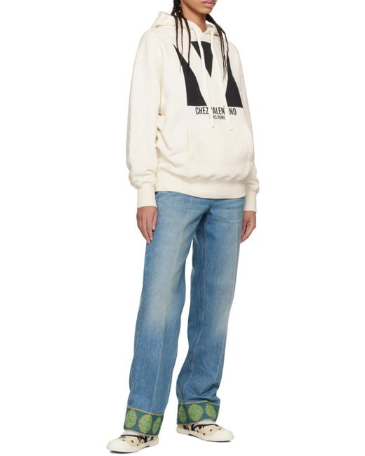 Valentino White Chez Oversized Drawstring Hoodie