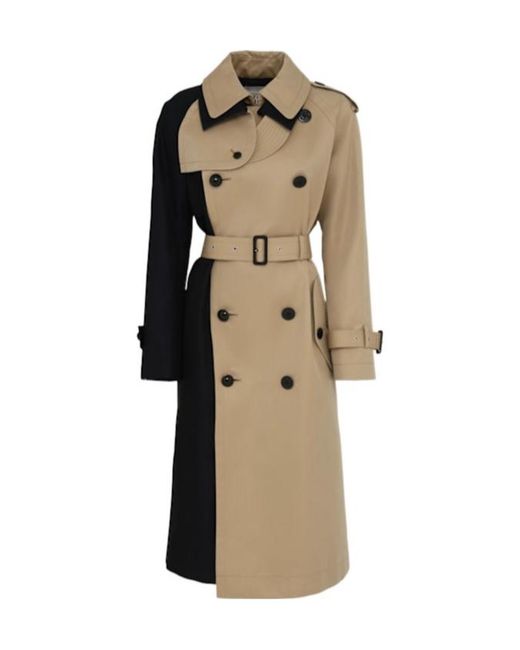 Sacai Natural Cotton Blend Gabardine Long Trench Coat