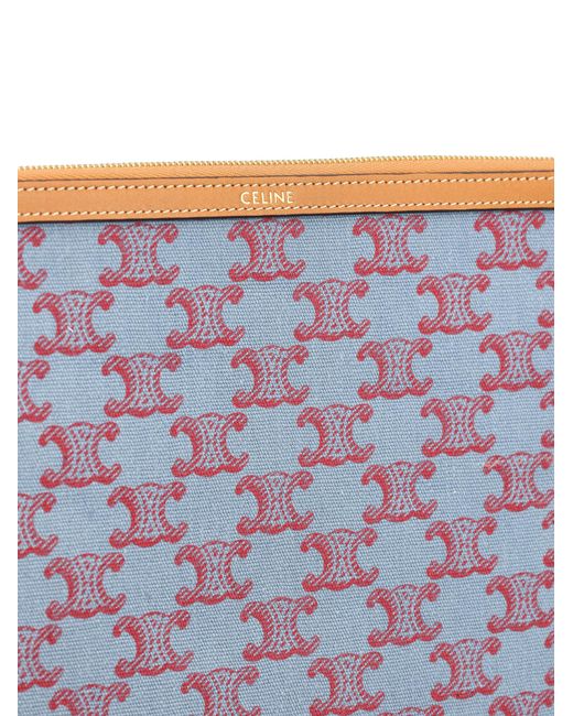 Céline Blue Small Pouch With Strap Cuir Triomphe