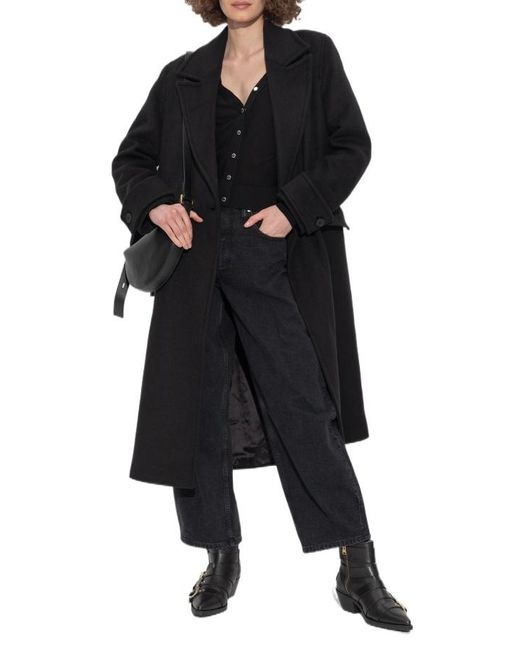 AllSaints Black Mabel Double-Breasted Coat