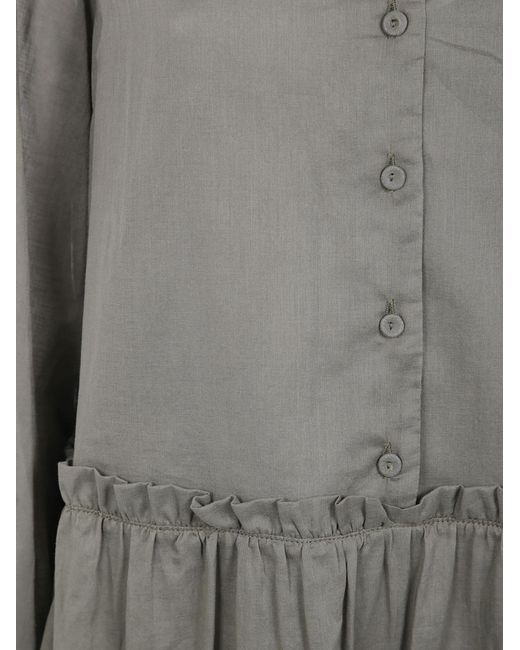 Twinset Gray Sheer Ruffled Shirt Dress