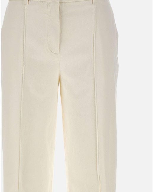 Eleventy White Wide-Leg Pressed-Pleat Pants