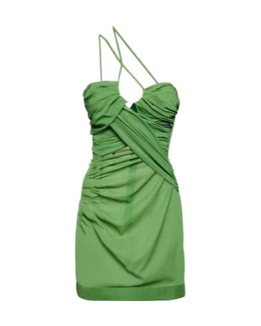 Nensi Dojaka Green Draped One-Shoulder Minidress