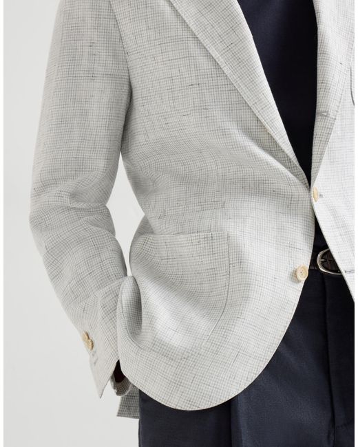 Brunello Cucinelli White Linen Patch-Pockets Blazer for men