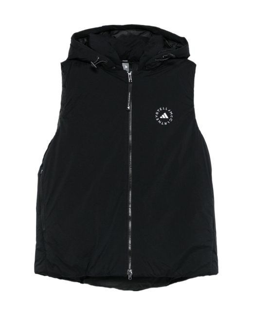 Adidas By Stella McCartney Black Hooded Zip-Front Waistcoat