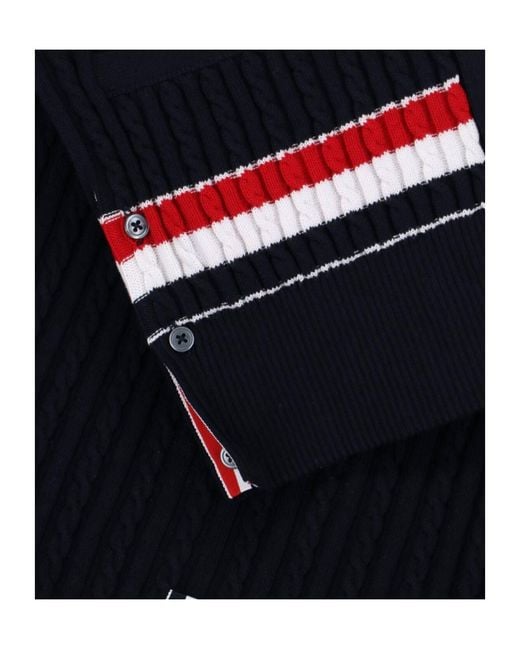 Thom Browne Blue Striped Ribbed Cardigan for men