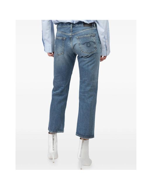 R13 Blue Cropped Straight Jeans