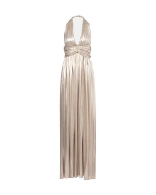 Giambattista Valli Natural Halterneck Open-Back Lamé Jersey Gown