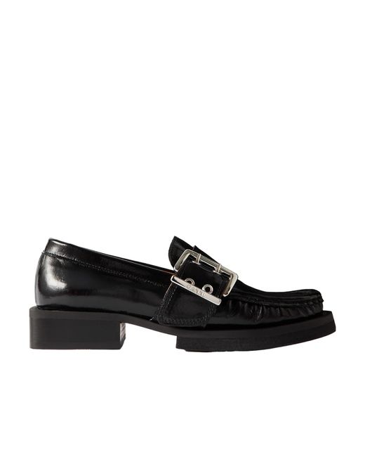 Ganni Black Feminine Buckle Loafers for men