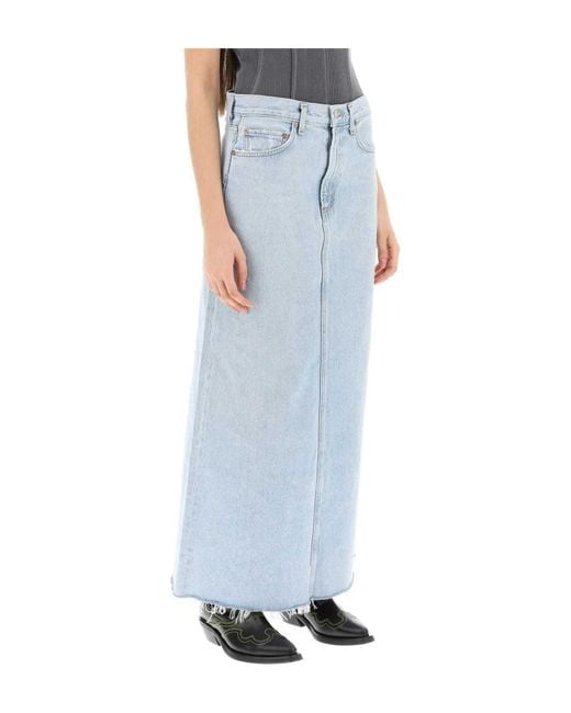 Agolde Blue Belt Loop Denim Skirt