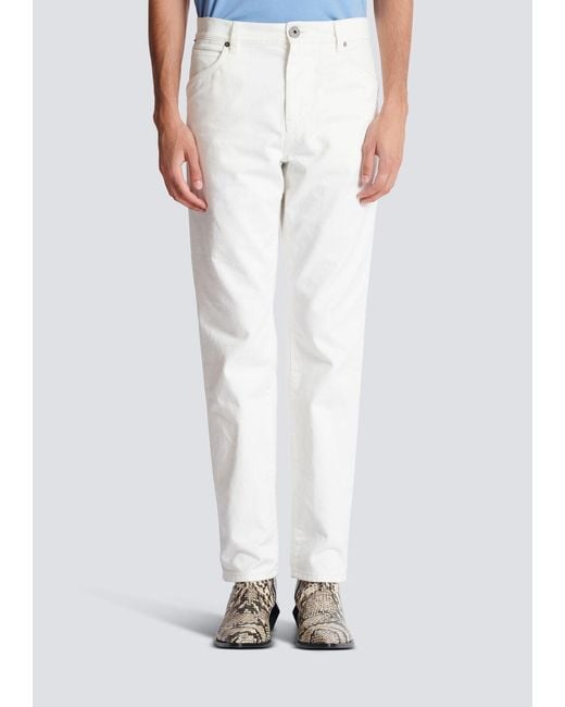 Balmain White Mid-Rise Slim-Fit Jeans for men