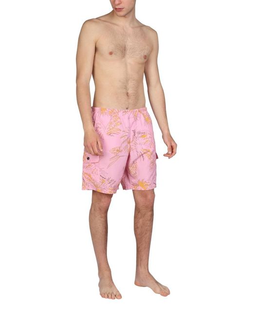 Palm Angels Pink Abstract Palms Swimshort for men