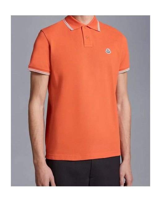 Moncler Orange Logo Patch Polo Shirt for men