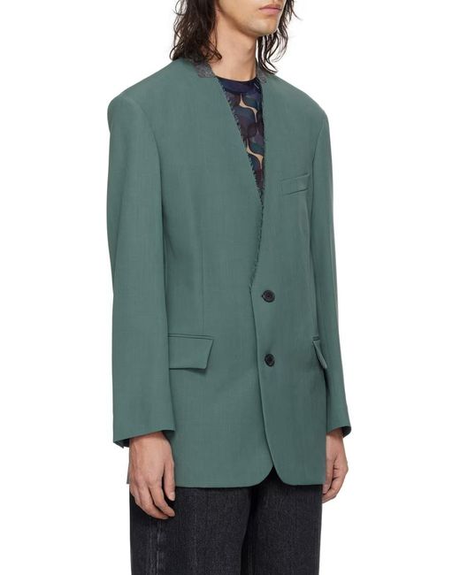 Dries Van Noten Green Single-Breasted Long-Sleeved Jacket for men