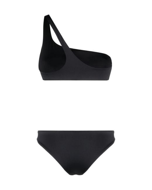 Off-White c/o Virgil Abloh Black Logo Embroidered One-Shoulder Bikini Set