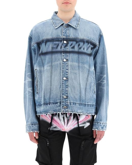 we11done Blue Logo Denim Jacket for men