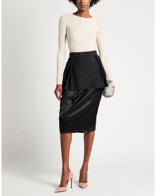 Maison Margiela Black Solid Canvas Pencil Skirt