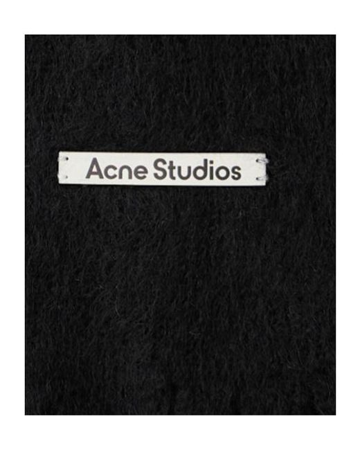 Acne Black Skinny Mohair Blend Scarf