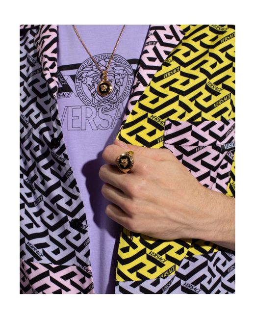 Versace Metallic Medusa Logo Engraved Ring for men