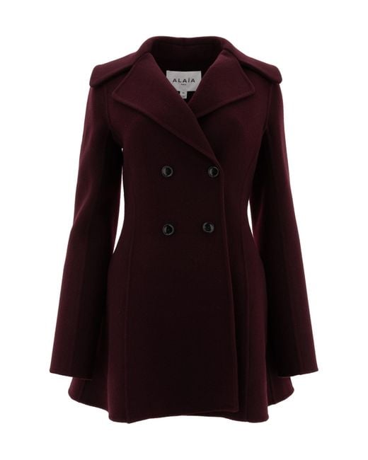 Alaïa Purple Alaïa Double Breasted Long Sleeved Coat