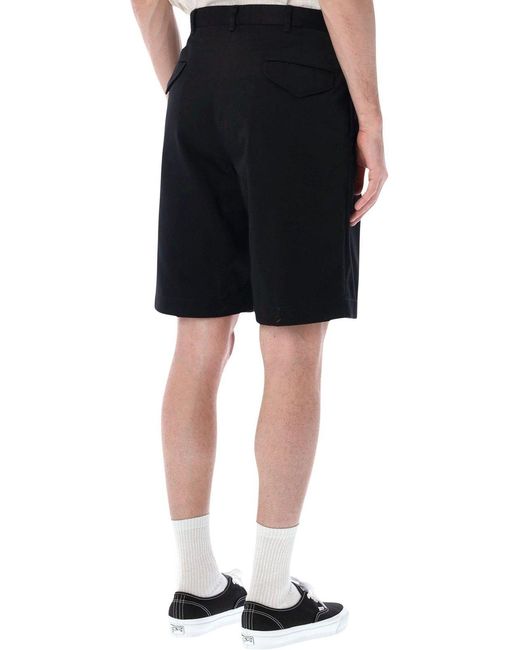 Nanamica Black Pleated Wide-Leg Shorts for men