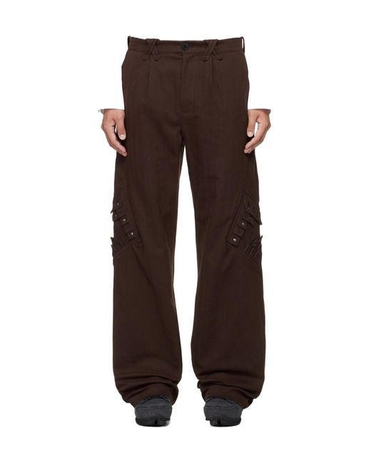Kiko Kostadinov Brown Estike Rivet-Detail Pants for men