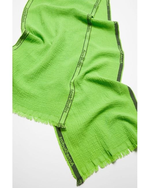 Acne Green Jacquard-Logo Scarf for men