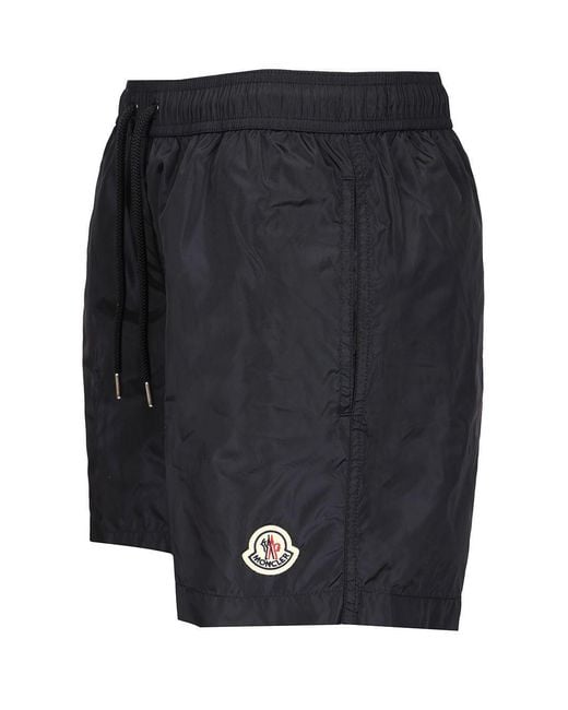 Moncler Gray Logo Patch Drawstring Swim Shorts for men