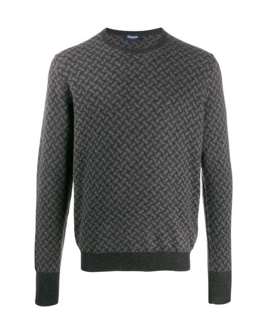 Drumohr Gray Crew-Neck Cashmere Sweater for men