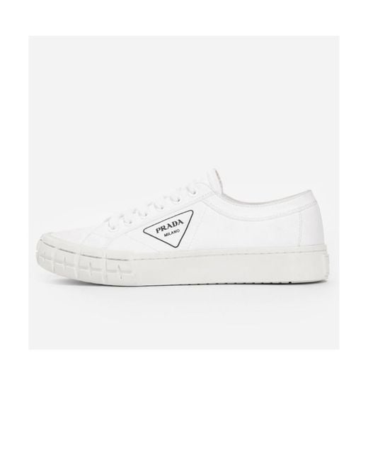Prada White Wheel Low-Top Sneakers for men