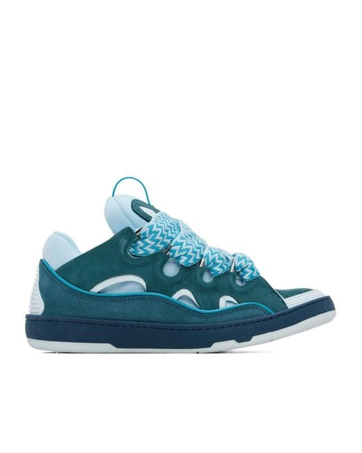 Lanvin Blue Bicolor Curb Sneakers for men