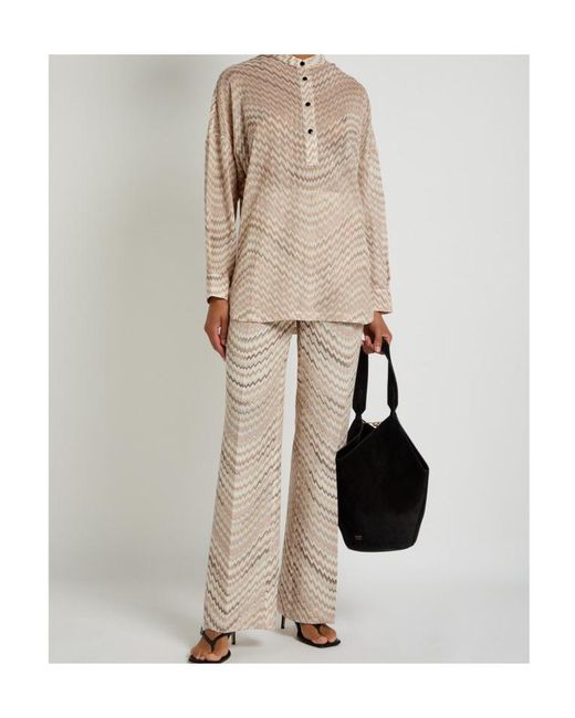 Missoni Natural Zigzag Fine-Knit Blouse