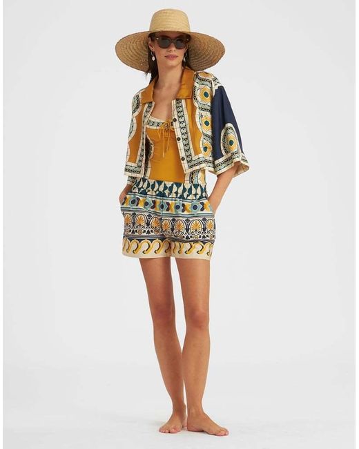 LaDoubleJ Blue Abstract-Pattern Cotton Shorts
