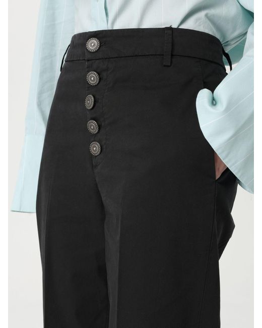 Dondup Black Single-Breasted Buttoned Pleated Denim Trousers