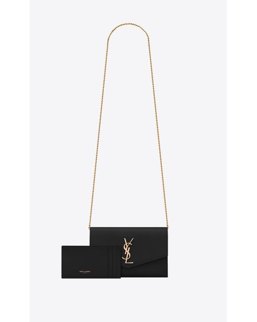 Saint Laurent White Uptown Chain Wallet