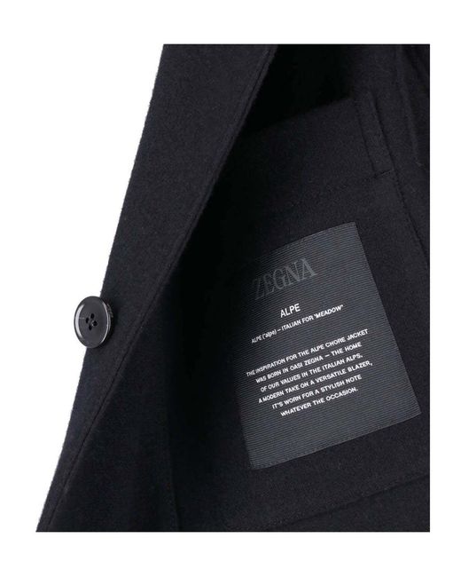 Zegna Black Single-Breasted Patch-Pocket Blazer for men