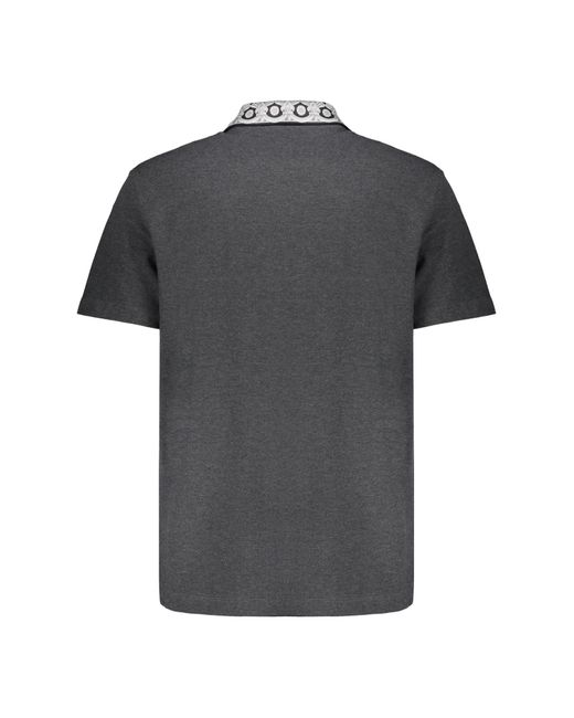 Versace Black Embroidered Cotton Polo Shirt for men