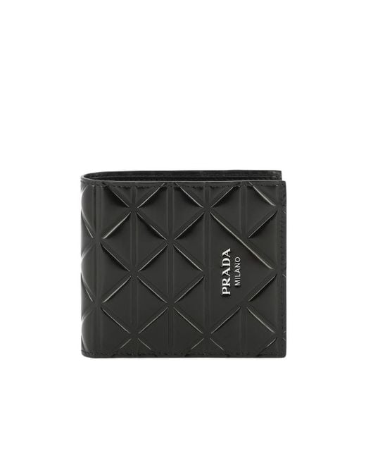Prada Black Quilted Bi-Fold Wallet for men