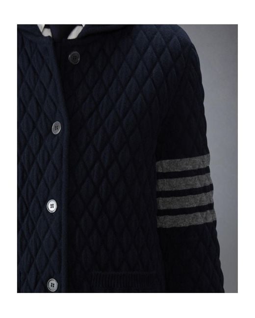Thom Browne Blue 4 Bar Stripes Quilted Jacket